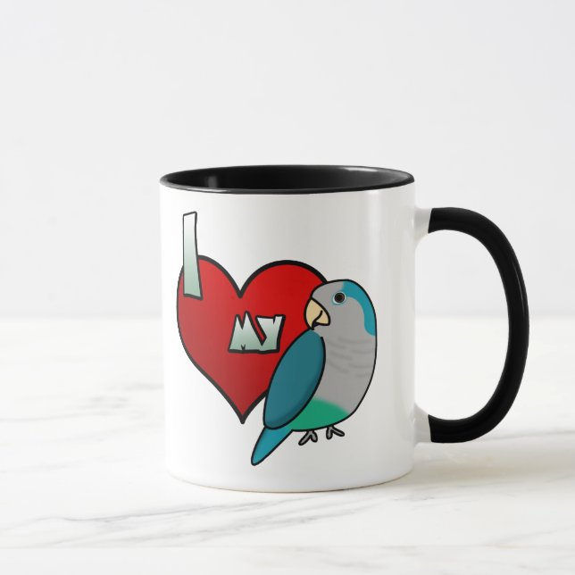 Mug J'aime ma perruche bleue de quaker (Droite)