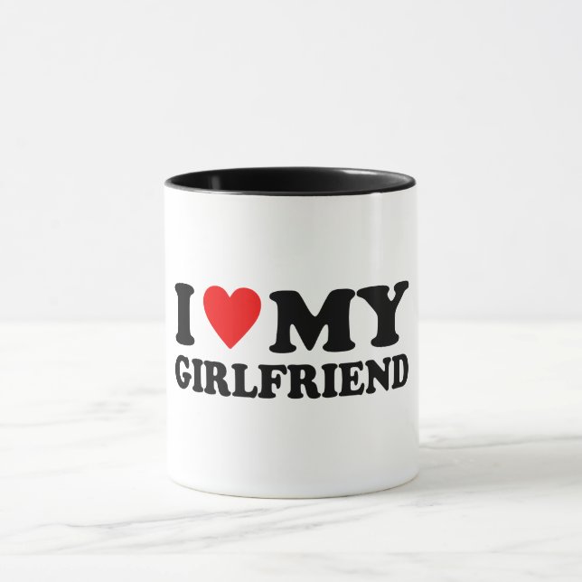 Mug J'aime ma petite amie - Conception de texte de cœu (Centre)
