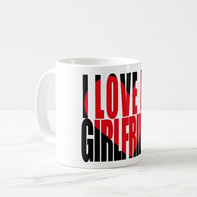 Mug J'aime ma petite amie Typographie du coeur (Devant gauche)