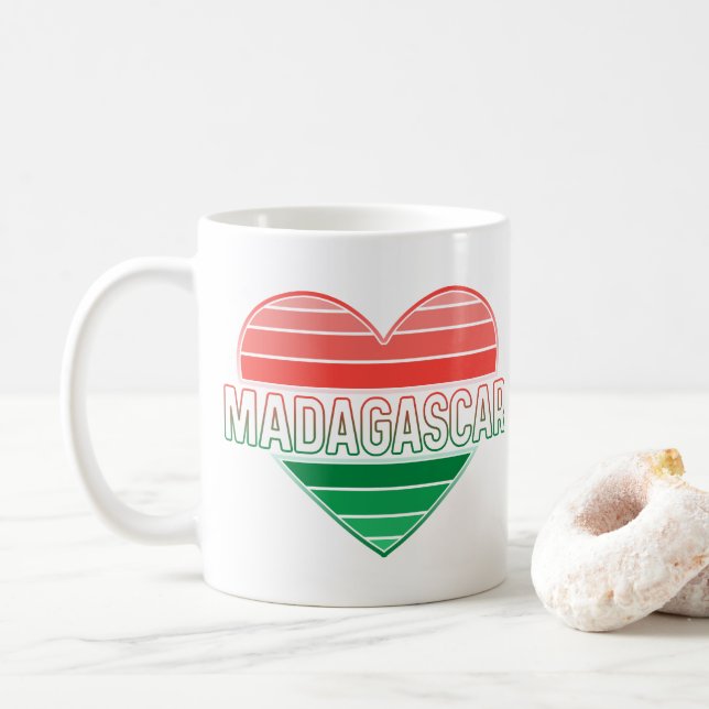 Mug J'aime Madagascar, coeur malgache (Avec donut)