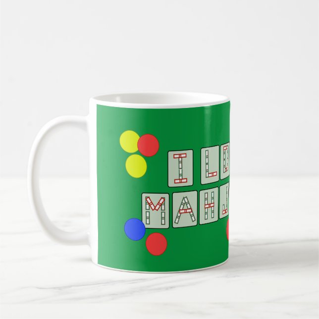 Mug J'aime Mahjong - tuiles en lettres (Gauche)