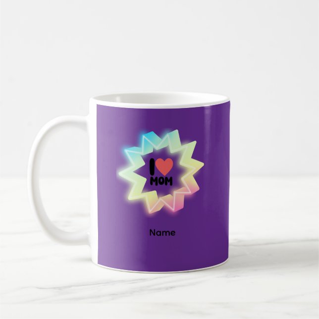 Mug J'aime Maman Étoile Néon Colorée (Gauche)