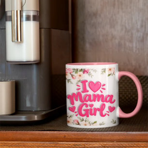 Mug J'aime Maman Fille Rose Fleur Bébé Fille Cadeau –