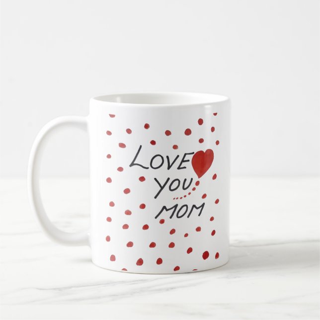Mug j'aime maman polka dot la journée de la mère (Gauche)