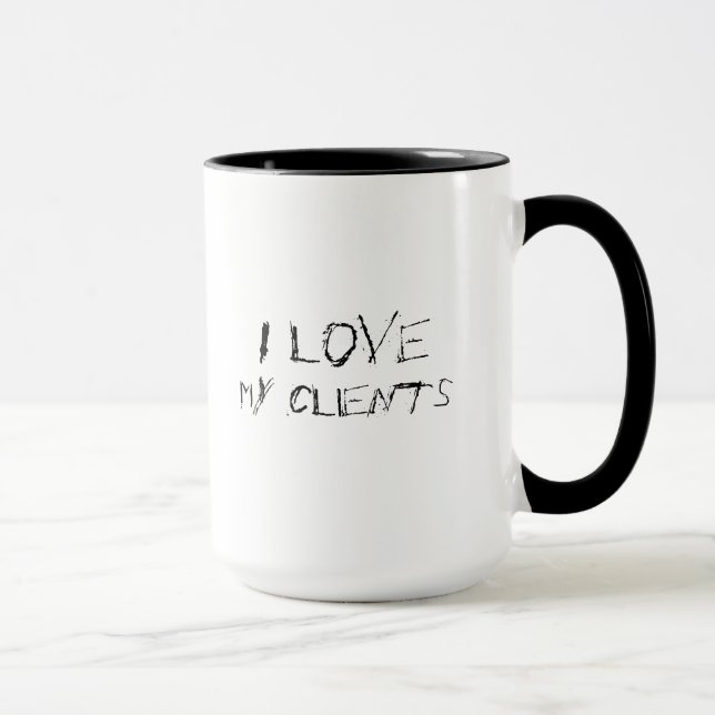 Mug J'aime mes clients - urbain, boite de bureau point (Droite)