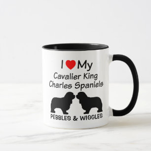 Mug J'Aime Mes Deux Chiens Espagnols Cavalier Roi Char
