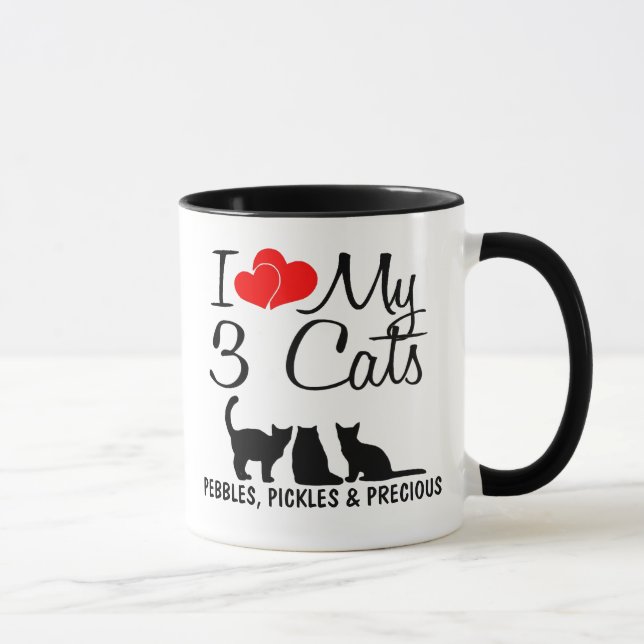 Mug J'aime mes trois chats (Droite)