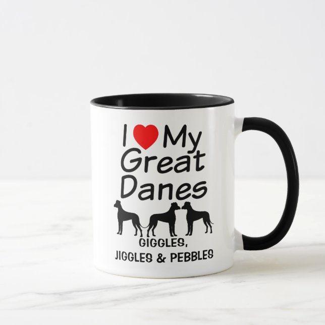 Mug J'Aime Mes TROIS Grands Danois (Droite)