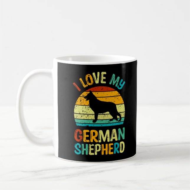 Mug J'aime mon berger allemand Chien bleu Brown couche (Gauche)