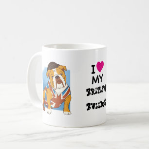 Mug J'Aime Mon Bitish Bulldog Custom Cartoon Chien
