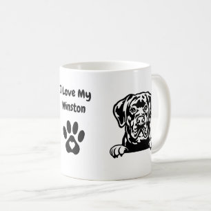 Mug J'aime mon CANE CORSO   Nom et Empreinte de patte