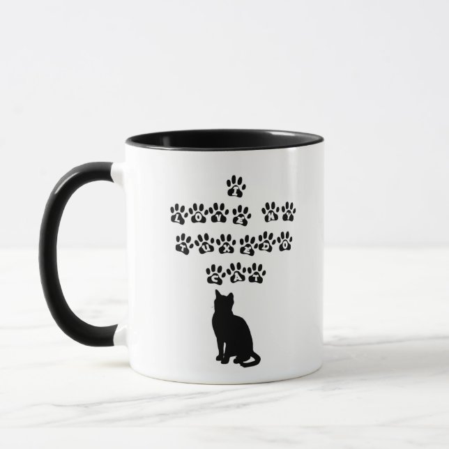 Mug J'aime mon chat de smoking--Texte noir (Gauche)