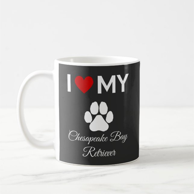 Mug J'aime mon Chesapeake Bay Retriever chien texte pe (Gauche)