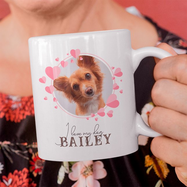 Mug J'aime mon chien chat animal de compagnie avec pho (I Love My Dog Mug)
