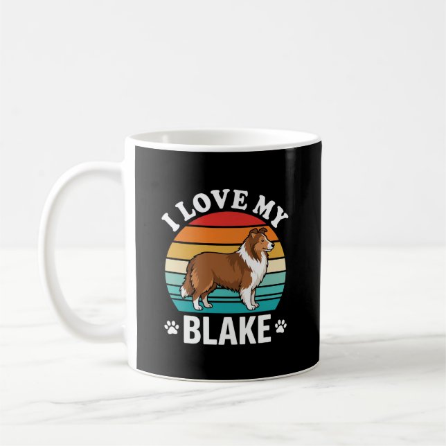 Mug J'aime mon chien Colley Sunset Rétro (Gauche)