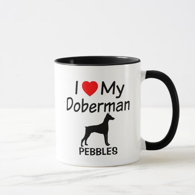 Mug J'Aime Mon Chien Doberman (Droite)