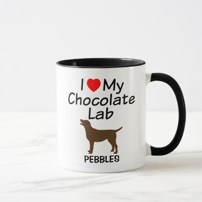 Mug J'Aime Mon Chien Du Laboratoire De Chocolat (Droite)