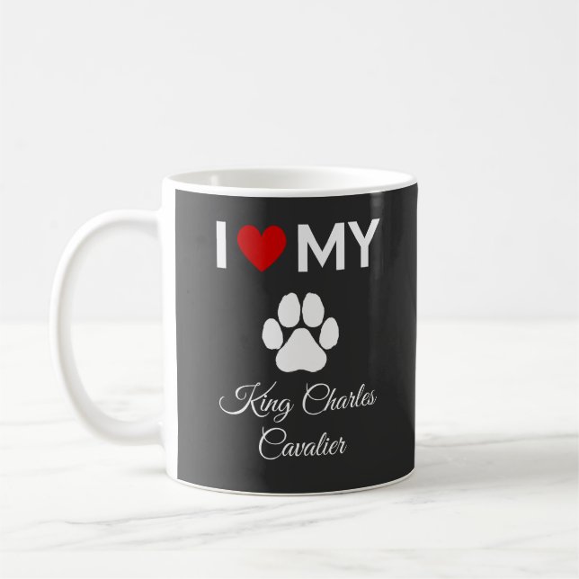 Mug J'aime mon chien King Charles Cavalier texte perso (Gauche)