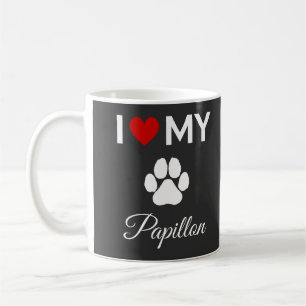 Mug J'aime mon chien Papillon texte personnalisé