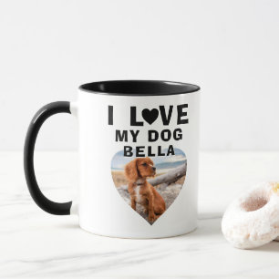 Mug J'aime mon chien Photo de chien en forme de coeur 