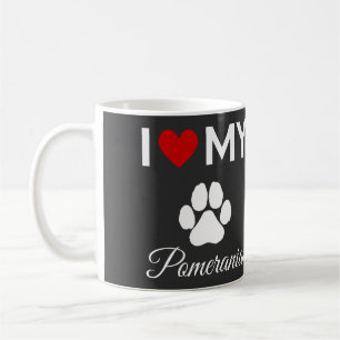 Mug J'aime mon chien Pomeranian texte personnalisé