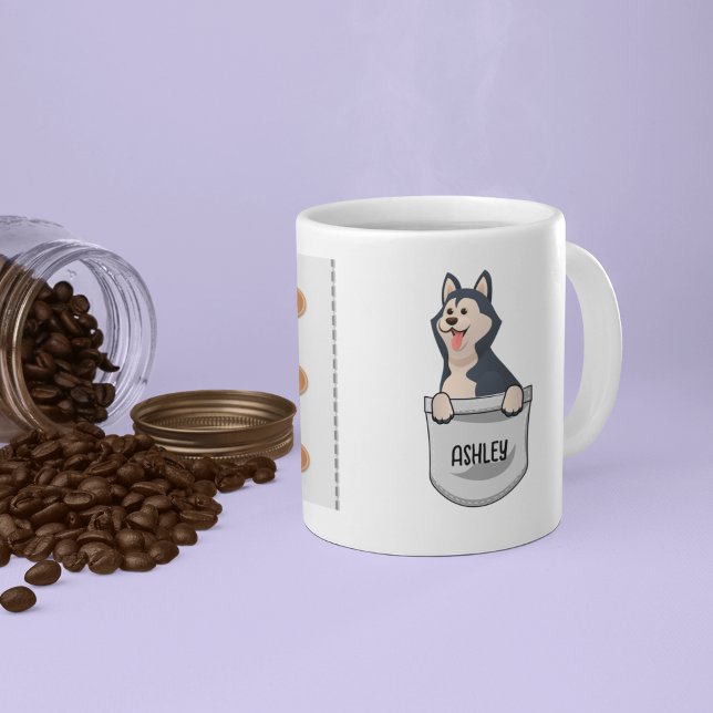 Mug J'Aime Mon Coeur Brillant De Chien Sibérien (Créateur téléchargé)