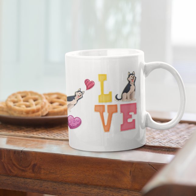 Mug J'Aime Mon Coeur Brillant De Chien Sibérien (Créateur téléchargé)