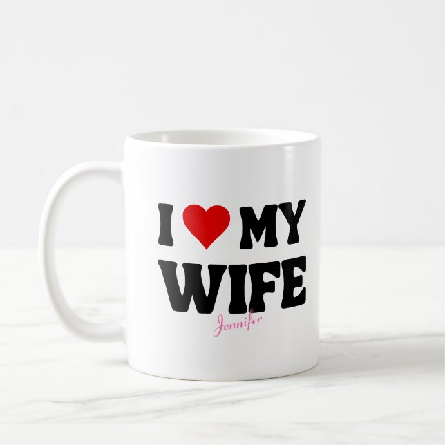 Mug J'aime mon coeur de femme Romantique Nom personnal (Gauche)