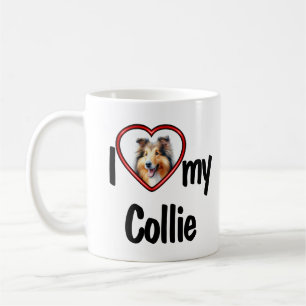 Mug J'Aime Mon Collie Joli Coeur Rouge Chien Photo