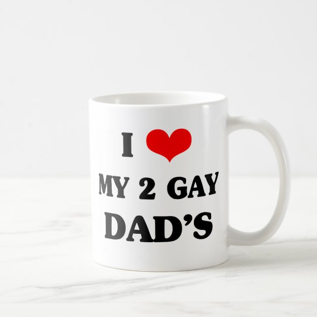 Mug J'aime mon deux papas d'homosexuel (Droite)