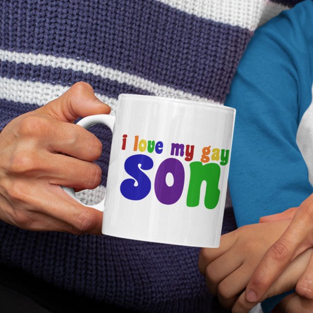 Mug J'Aime Mon Fils Gay Retro Rainbow Maman (Créateur téléchargé)