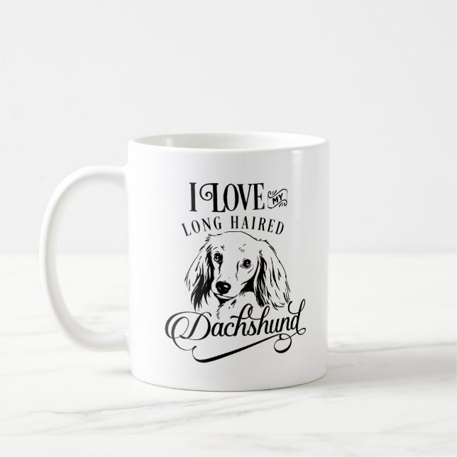 Mug J'Aime Mon Long Cheveux Dachshund (Gauche)