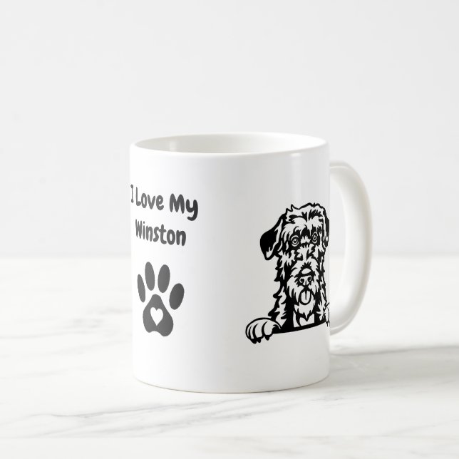Mug J'aime mon LOUP IRLANDAIS | Nom et Empreinte de pa (Devant droit)