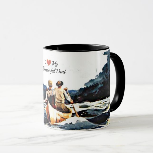 Mug J'aime mon merveilleux père, canot dans les rapide (Devant droit)