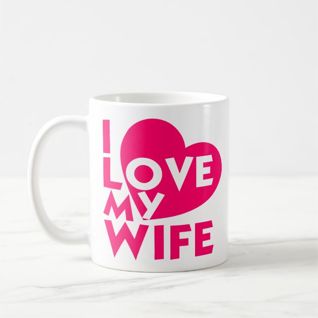 Mug J'aime mon message romantique d'amour d'épouse (Gauche)