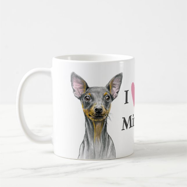 Mug J'aime mon miniature Miniature Pinscher Min Chien (Gauche)