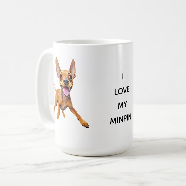 Mug J'AIME MON MINPIN minpin miniature pinscher chien  (Devant gauche)