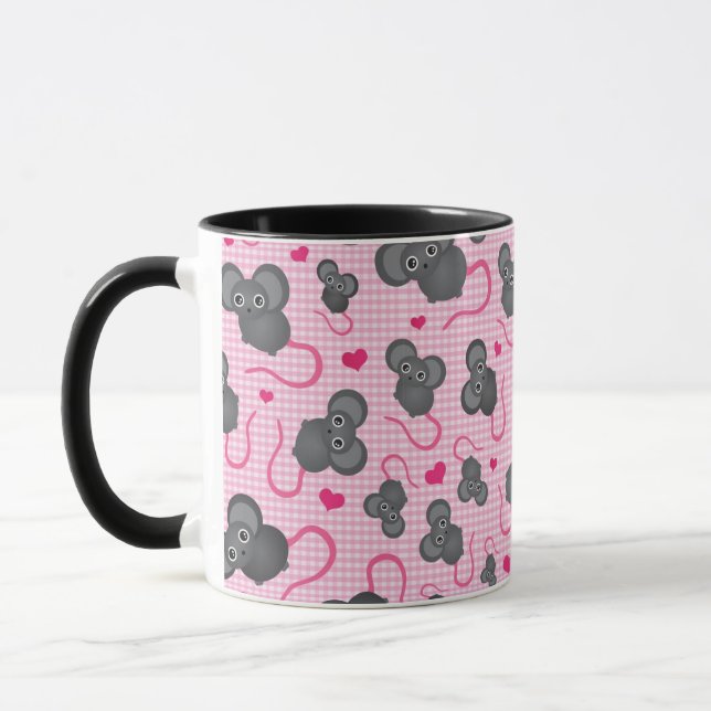 Mug J'aime mon motif de souris dans le rose (Gauche)