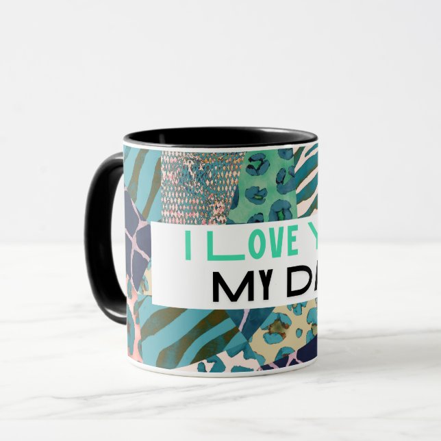 Mug J'aime mon papa design d'art moderne (Devant gauche)