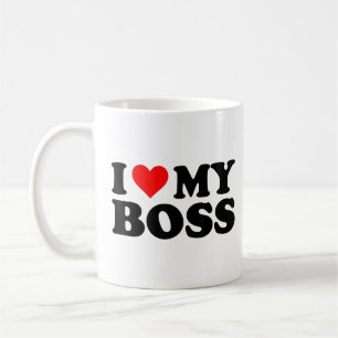 Mug J'Aime Mon Patron Funny Red Heart Boss Je Coeur Me