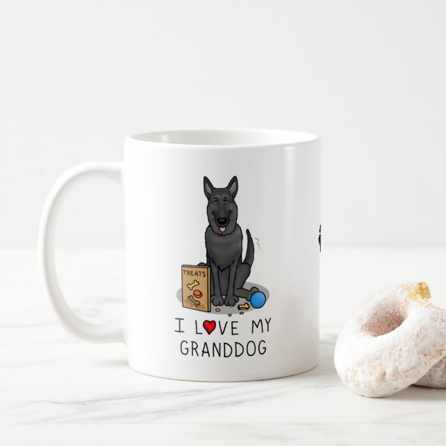 Mug J'Aime Mon Petit-Chien Noir Allemand Berger Chien (Avec donut)