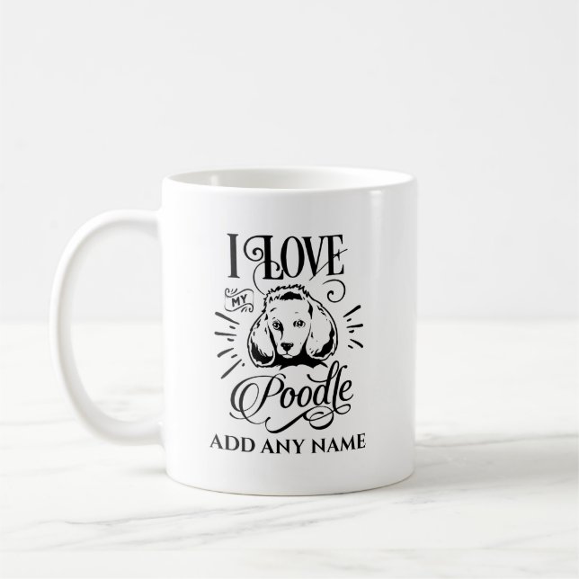 Mug J'AIME MON POODLE - Cadeau personnalisé propriétai (Gauche)