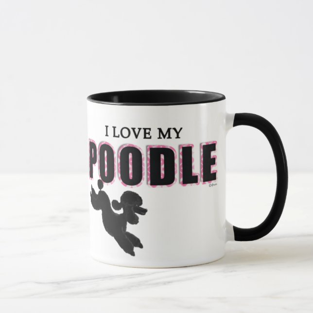 Mug J'Aime Mon Poodle Noir (Droite)