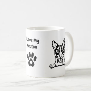 Mug J'aime mon RAT TERRIER   Nom et Empreinte de patte