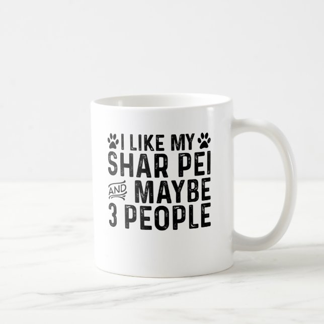 Mug J'aime mon Shar Pei et 3 personnes (Droite)