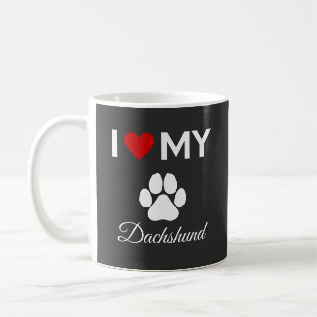 Mug J'aime mon texte personnalisé Dachshund (Gauche)