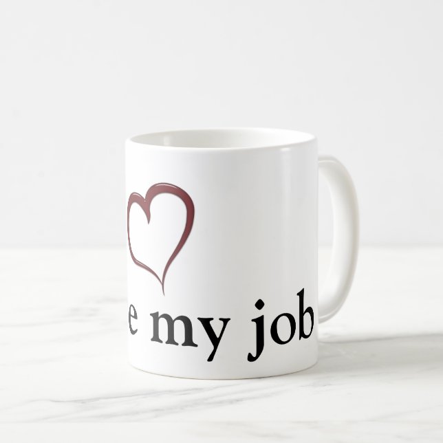 Mug J'aime mon travail avec coeur (Devant droit)