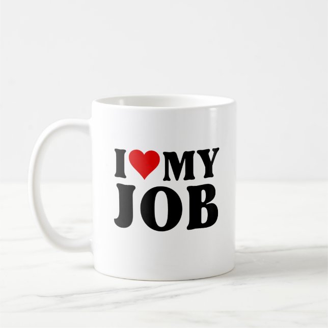 Mug J'Aime Mon Travail Drôle Coeur Rouge Emplois Amate (Gauche)