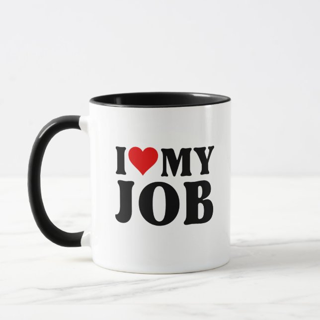 Mug J'Aime Mon Travail Drôle Coeur Rouge Emplois Amate (Gauche)