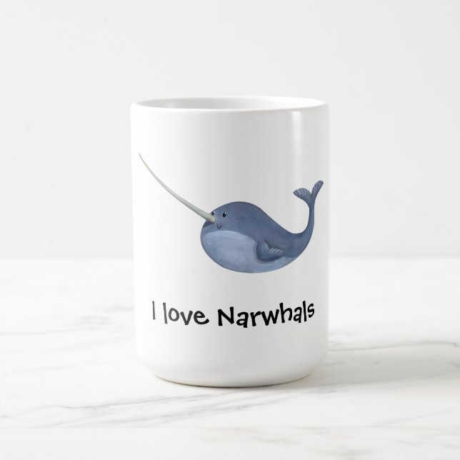 Mug J'aime Narwhals - le texte fait sur commande - (Centre)